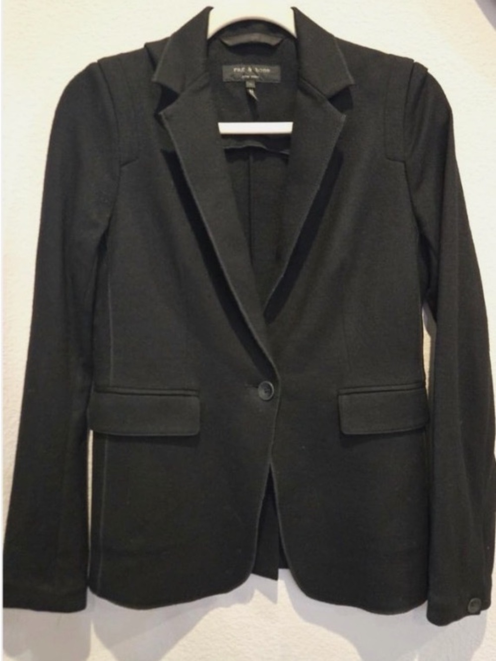 Rag & Bone Women's Black Club Wool Blazer Size 0 Single-Button Lined